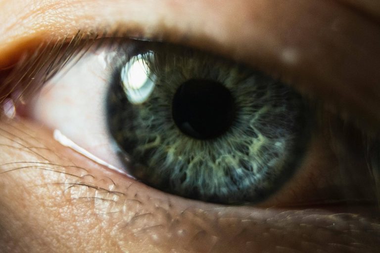 gros plan sur un oeil bleu-vert
